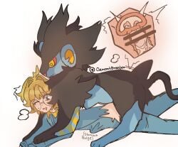 animal_penis blonde_hair breeding clemont cuntboy faggot feminine_male held_down impregnation luxray nonconsensual pokemon pokemon_(species) pokemon_xy pussy_boy ripped_clothing ripped_pants vaginal_penetration womb womb_window xray xray_view