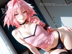 1boy ai_generated astolfo_(fate) color colored fate/grand_order fate_(series) femboy hell-pantsu hi_res light-skinned_male male male_only penis solo