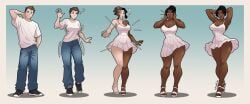 ass_expansion ballerina blackification breast_expansion breasts clothing_transformation dark-skinned_female ebonization gender_transformation genderswap_(mtf) hair_color_change muscular muscular_female race_swap sequence thick_thighs transformation wixedecho