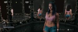 1girls 2025 3d belly black_hair cleavage code_violet country_girl denim_shorts female female_protagonist light-skinned_female light_skin low_res low_resolution midriff mirror navel no_ai pink_clothing playstation screencap screenshot shorts tank_top teamkill_media video_games violet_sinclair