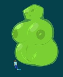 female giantess macro minecraft slime slime_(minecraft) smaller_male steve_(minecraft) tagme yowesephth