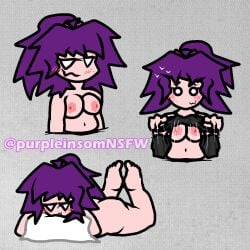 1girls blush chubby chubby_female female flashing flashing_breasts friday_night_funkin friday_night_funkin_mod girlfriend_(friday_night_funkin) girlfriend_(mods) purple_hair