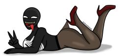 alien alien_girl ass big_ass big_breasts big_thighs black_body breasts female_focus female_only lace_pantyhose_hooked_on_heel_(meme) marvel marvel_comics she-venom silentdude01 symbiote symbiote_suit tagme thighs tights venom venom_(marvel) white_eyes