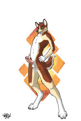 1boy anthro bask canine erection fur furry green male male_only nude penis pinup sex solo