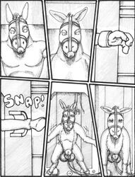 2010 anatomically_correct anthro balls bondage bound comic criss-crossbreeding dildo_gag donkey equine experiment faithry feral forced furry furry_only horsecock laboratory magic male muzzle nude penis testicles transformation