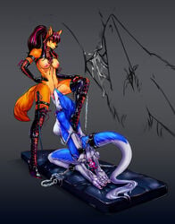 bondage bondage boots bound breasts canine chains chains collar cunnilingus dildo domination female fox fudchan gloves leash yuri oral oral_sex sergal sex sex_toy vaginal_penetration vaginal_penetration vibrator yuri zoe