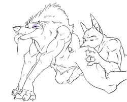 2boys anal anthro ass boss_wolf canine doberman dragondrawer erect_penis erection fur furry furry_only gay kung_fu_panda line_art linkin male male_only mane monochrome oral paws penis rimming simple_background tongue wolf