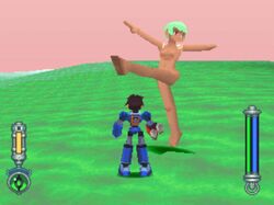 dark_skin game green_eyes green_hair mega_man mega_man_legends mega_man_volnutt nude sera_(mega_man_legends)