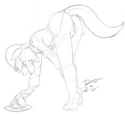 2011 anthro bent_over bottomless canine female fur furry hat joshua_frinkle pussy sketch solo upskirt wolf