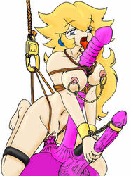 bondage empty_(artist) mario_(series) nintendo nipple_piercing nipple_rings nipples penetration princess_peach suspension uncensored