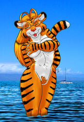 andorozon anthro boat covering covering_self feline female fur furry ken_singshow nude sea tiger tonya_default