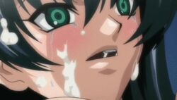 1girls animated blue_hair blush crying crying_with_eyes_open cum cum_eating cum_in_mouth cum_on_face facial female gokkun green_eyes human igawa_asagi lowres monster murakami_teruaki open_mouth rape solo taimanin_(series) taimanin_asagi tears