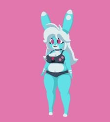 3d_(artwork) animated anthro atelierjordan bbw belly_button big_breasts blue_body blue_fur bouncing_breasts bra breasts buckteeth bunny chubby chubby_female cleavage clothing cute digital_media_(artwork) exposed_breasts female female_only fur furry furry_only hair happy lagomorph long_ears long_hair mammal navel panties pixels_bunni rabbit slightly_chubby smile smiling smiling_at_viewer solo solo_female standing stomach teeth underwear waving waving_at_viewer white_hair