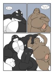 anthro balls bear big big_penis breakfast bulge cetacean comic cum dialogue erection gay growth gut hyper hyper_penis inflation kitchen male marine muscles nude orca pecs penis sex stupidgit tongue