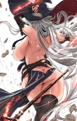 backboob curvy dat_ass female from_behind gajimaro granblue_fantasy huge_breasts large_ass long_hair magisa_(granblue_fantasy) skimpy_clothes thick_thighs thong witch_hat