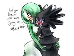 2girls blush female female_gardevoir female_only female_pokemon gardevoir gothitelle lopsidedworld multiple_females nintendo pokemon pokemon_(species) pokemon_bw pokemon_rse simple_background white_background yuri