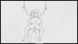 art_academy artist_request big_breasts bondage breasts crying female from_behind gag gagged happy mii miiverse monochrome nintendo nipples rape tears thick_thighs white_background