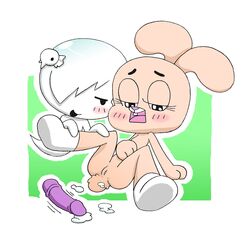 2girls anais_watterson blush blushing carrie_krueger cartoon_network emo emo_girl furry ghost ghost_girl naked naked_female nude nude_female pink_body pink_fur pink_skin rabbit_humanoid tagme the_amazing_world_of_gumball young yuri