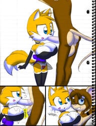 anthro blue_eyes breasts brown_fur clothes color cum fellatio female fox fur furry furry_breasts furry_ears furry_tail insertion interspecies looking_at_another maid male miles_prower milkie_souris multiple_tails norithics open_eyes oral oral_insertion oral_sex orange_fur penis pointy_ears round_ears rule_63 size_difference sonic_(series) sound_effects standing standing_fellatio straight sucking tail tails tailsko testicles white_fur