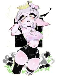 1girls breasts crop_top female inkling large_breasts light-skinned_female light_skin marie_(splatoon) marie_(summer_nights) nintendo splatfest splatoon splatoon_3 summer_nights_splatfest tentacle_hair usa37107692 white_hair wide_hips