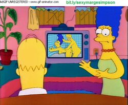 animated clothes color female homer_simpson human indoors male marge_simpson sitting tagme the_simpsons tv