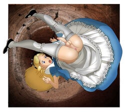 1futa accidental_exposure alice_(disney) alice_in_wonderland alice_in_wonderland_(1951_film) alice_liddell anus ass backsack balls bimbo blonde_hair blue_eyes color disney dress erection erection_under_clothes erection_under_skirt exposed exposed_anus exposed_ass exposed_balls exposed_penis falling footwear futanari girly hair_ribbon human intersex large_ass literature malachi no_panties open_mouth penis penis_under_clothes penis_under_dress penis_under_skirt public_domain ribbon shoes skirt skirt_lift solo solo_femboy straight tagme testicles upskirt