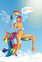 2girls eyeliner friendship_is_magic futa_on_futa futanari intersex my_little_pony penis platform_heels pussy rainbow_dash_(mlp) rainbow_hair rainbow_penis scootaloo_(mlp) smooth_skin