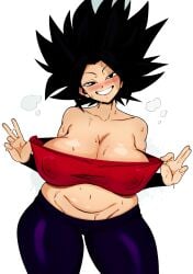 1girls ajaycolor big_breasts black_hair blush bunkwizard caulifla chubby cleavage clothed color color_edit colored colored_inner_hair colored_sketch colored_skin colorized dragon_ball dragon_ball_super female female_only female_saiyan fully_clothed large_ass large_breasts looking_at_viewer looking_back navel nipple_bulge peace_sign pointy_nipples presenting pulling_shirt recolor saiyan shounen_jump slightly_chubby smile solo solo_female solo_focus sweat sweatdrop thick_thighs thighs tight_clothing tubetop venus_body wide_hips wide_thighs