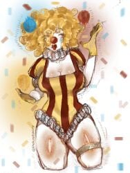 brown_eyes clown clown_costume clown_girl clown_nose clown_paint clownification cute_face cute_female cute_girl girl my_oc oc yellow_hair