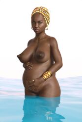 1girls 3d african african_female belly big_belly big_breasts breasts chubby dark-skinned_female dark_skin female large_breasts mature_female mombod nipples nude plump pregnant sagging_breasts solo unknown_artist wide_hips