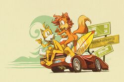 anthro arguing ass breasts canine car color edtropolis female fiona_fox fox fur furry interspecies male nude sideboob sitting sonic_(series) standing tagme tails