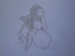 1girls belly big_belly blizzard_entertainment breasts female female_only huge_belly nipples outie_navel queen_of_blades ready_to_pop sarah_kerrigan silverstar1976 sketch solo solo_female starcraft torpedo_belly traditional_media_(artwork) veiny_belly zerg