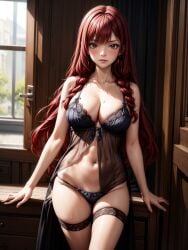 ai_generated babydoll babydoll_lingerie fairy_tail imminent_sex irene_belserion seduction seductive_eyes waiting_for_sex