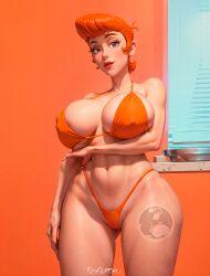 ai ai_generated bikini bikini_bottom bikini_top breasts commission dexter's_laboratory dexter's_mom elygordan elygordanart gigantic_ass gigantic_breasts gigantic_butt gigantic_nipples huge_balls huge_breasts huge_butt huge_nipples looking_at_viewer milf milf_love_young_man mommy patreon