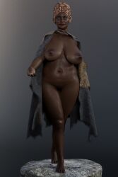 1girls 3d african african_female big_breasts breasts chubby dark-skinned_female dark_skin female large_breasts mature_female mombod nipples plump pussy sagging_breasts solo thick_thighs unknown_artist wide_hips