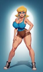 1girls ai_generated american big_breasts blonde_hair curvy_figure lori_loud rampage0118_(style) sexy_pose solo_focus the_loud_house thick_thighs uglyx_(artist)