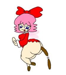 ass blue_eyes bottomless bow collar dress fairy female kirby:_star_allies kirby_(series) kirby_64 nathaniel_villega non-web_source parody pink_hair red_bow red_dress ribbon_(kirby) scat shit tongue tongue_out toon_(style) white_collar