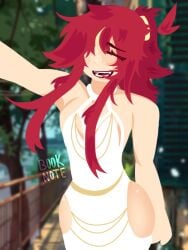 blurred_background booknote booknote_(booknoteosc) booknote_(devilish) color colored humanized modakawa_dress not_rule34 object_show object_show_community object_show_youtuber object_shows red_hair