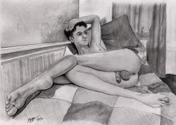 anus ass birthday_suit butt_crack gay gay_male hand_drawn handdrawn handdrawn_art laying_on_bed male male_only maxexhibart naked naked_male nude_male pencil pencil_(artwork) pencil_sketch self_upload sketches_by_adab