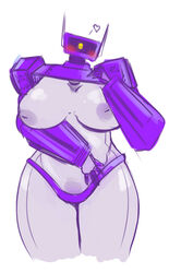 blush breasts color female female_only hasbro heart nipples roly rule_63 shockwave shockwave_(transformers) simple_background solo standing transformers white_background