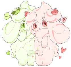 2024 alcremie balls blush body_blush clover_(plant) clover_leaf duo ellipsis eyebrows food fruit generation_8_pokemon genitals glistening glistening_balls glistening_eyes glistening_genitalia glistening_nipples glistening_penis glistening_thighs green_balls green_blush green_body green_eyebrows green_eyes green_hair green_heart green_penis green_pupils green_skin hair heart_symbol humanoid humanoid_genitalia humanoid_penis leaf male male/male male_humanoid navel nintendo nipples ookm penis penis_blush pink_balls pink_blush pink_body pink_eyebrows pink_eyes pink_hair pink_heart pink_nipples pink_penis pink_skin plant pokemon pokemon_(species) pseudo_hair pupils question_mark simple_background small_penis strawberry touching_tips wavy_mouth white_background