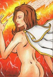 1girls artist_request ass bottomless breasts brown_hair cape dc dc_comics female female_only functionally_nude long_hair mary_batson mary_marvel no_bra no_panties no_underwear nude shazam_(series) solo superheroine tagme topless