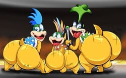 big_ass big_butt iggy_koopa koopaling larry_koopa lemmy_koopa looking_back male_only mario_(series) presenting_hindquarters tepigfan101 tongue_out twerking