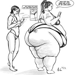 2girls ass bbw belly big_ass big_belly cellulite fat fat_ass female huge_ass morbidly_obese obese overweight overweight_female ray_norr ssbbw thunder_thighs