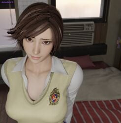 3d breasts close-up clothing kazama_asuka looking_at_viewer shaddoll_x tekken