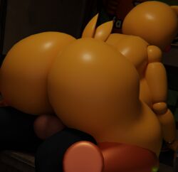 1boy 1girls 3d 3d_(artwork) animatronic ass backboob balls big_ass big_breasts breasts clothing female feversfm five_nights_at_freddy's fnaf furry huge_ass human male nude penis robot robot_girl sex thick_thighs toy_chica_(fnaf) toy_chica_(love_taste)