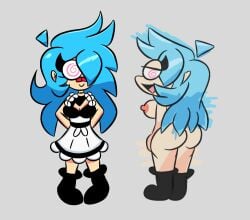 ass ass_bigger_than_head cyan_hair cyan_hair_female frantheflan friday_night_funkin friday_night_funkin_mod hypnosis maid maid_uniform nusky skyverse