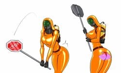 1girls alien alien_girl crossover female latex latex_suit lethal_company mass_effect quarian spacemaxmarine tali'zorah_nar_rayya tearing_clothes wardrobe_malfunction