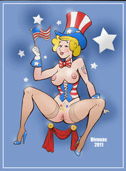 alice_mitchell american_flag american_flag_hat bivouac breasts dennis_the_menace female female_only front_view hat human nipples pale_skin pussy solo spread_legs tagme top_hat