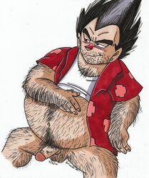 1boy 2010 black_hair color cowcat44 dragon_ball dragon_ball_z flaccid hair hairy male male_only solo vegeta what